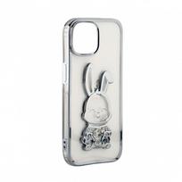 Nugarėlės dėklai iLike Apple iPhone 15 Silicone Case Print Desire Rabbit Silver