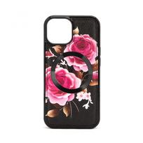 Nugarėlės dėklai Evelatus Apple iPhone 15 Leather Case Zipper Design Flower Black