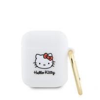 Dėklai ausinėms Hello Kitty Apple Airpods 1/2 cover Silicone 3D Kitty Head White