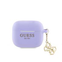 Dėklai ausinėms Guess - Airpods 3 Case Silicone Classic Logo Gold With 4G Charm Purple