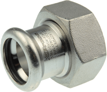 Press F union connector,flat seal, Inox 22x1