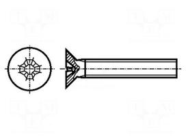 Screw | M5x20 | Head: countersunk | Phillips | PH2 | steel | zinc