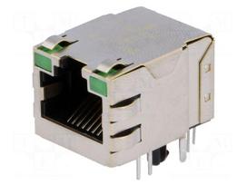 Connector: RJ45 | socket | PIN: 8 | Cat 5 | shielded,with LED | 8p8c | THT