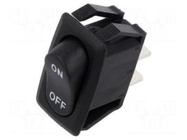 ROCKER | SPST | Pos: 2 | ON-OFF | 16A/250VAC | 10A/28VDC | black | none