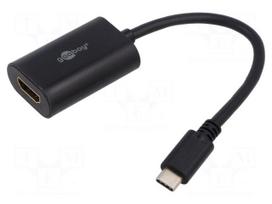 Adapter | HDMI socket,USB C plug | 3D,4K,UHD 2160p | 0.2m | black