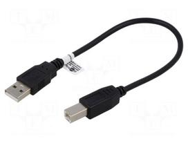 Cable | High Speed,USB 2.0 | USB A plug,USB B plug | 0.25m | black