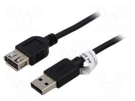 Cable | High Speed,USB 2.0 | USB A socket,USB A plug | 3m | black | Cu