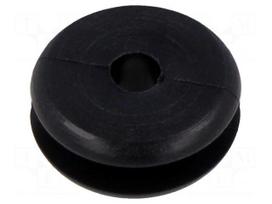 Grommet | Ømount.hole: 9.6mm | Øhole: 4mm | black | 0÷80°C | PVC