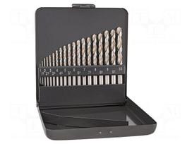 Drill set | for metal | high speed steel | metal case | 19pcs.