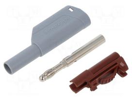 Laboratory connector: 4mm banana | plug | 32A | 1kV | grey | insulated