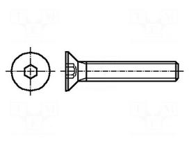 Screw | M3x25 | Head: countersunk | hex key | HEX 2mm | stainless steel