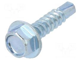 Screw | for metal | with flange | 4.8x19 | Head: hexagonal | 8mm | zinc