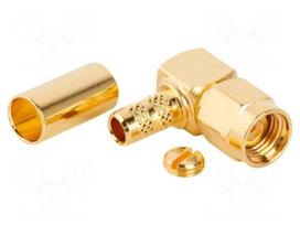 Connector: RP-SMA | plug | reverse,female | angled 90° | 50Ω | PTFE