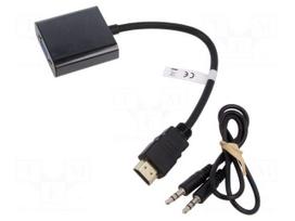 Adapter | D-Sub 15pin HD socket,HDMI plug,Jack 3.5mm socket