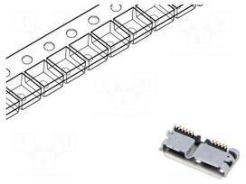 Connector: USB B micro | socket | ZX | on PCBs | soldering | PIN: 10