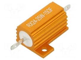 Resistor: wire-wound | 15Ω | with heatsink | 25W | ±1% | 50ppm/°C
