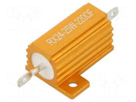 Resistor: wire-wound | 220Ω | with heatsink | 25W | ±1% | 50ppm/°C