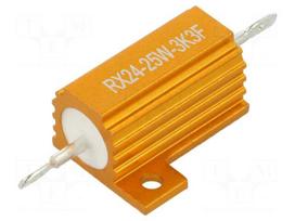 Resistor: wire-wound | 3.3kΩ | with heatsink | 25W | ±1% | 30ppm/°C