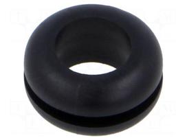 Grommet | Ømount.hole: 9.5mm | Øhole: 8mm | black | 0÷80°C | PVC