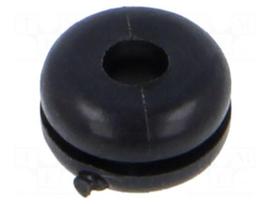 Grommet | Ømount.hole: 4.8mm | Øhole: 2.8mm | black | 0÷80°C | PVC