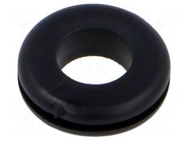 Grommet | Ømount.hole: 9.5mm | Øhole: 7mm | black | 0÷80°C | PVC