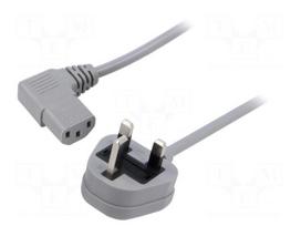 Cable | 3x0.75mm2 | BS 1363 (G) plug,IEC C13 female angled right