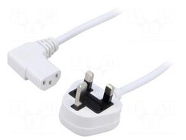 Cable | 3x0.75mm2 | BS 1363 (G) plug,IEC C13 female angled right
