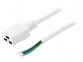 Cable | 3x1.5mm2 | IEC C19 female,cables | PVC | Len: 1.5m | white | 16A