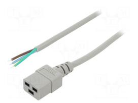 Cable | 3x1.5mm2 | IEC C19 female,cables | PVC | Len: 1.5m | grey | 16A