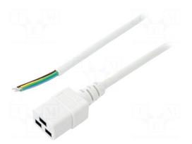Cable | 3x1.5mm2 | IEC C19 female,cables | PVC | Len: 1.8m | white | 16A