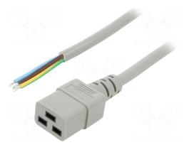 Cable | 3x1.5mm2 | IEC C19 female,cables | PVC | Len: 2m | grey | 16A