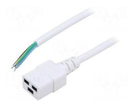 Cable | 3x1.5mm2 | IEC C19 female,cables | PVC | Len: 2m | white | 16A