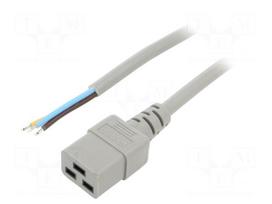 Cable | 3x1.5mm2 | IEC C19 female,cables | PVC | Len: 3m | grey | 16A