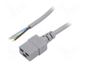 Cable | 3x1.5mm2 | IEC C19 female,cables | PVC | Len: 5m | grey | 16A