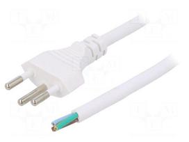 Cable | 3x1mm2 | cables,SEV-1011 (J) plug | PVC | 5m | white | 10A | 250V