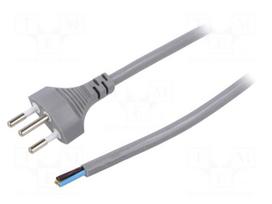 Cable | 3x1mm2 | cables,SEV-1011 (J) plug | PVC | 5m | grey | 10A | 250V