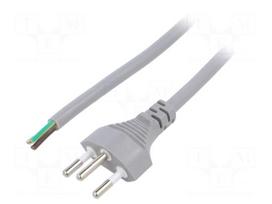 Cable | 3x1mm2 | cables,SEV-1011 (J) plug | PVC | 1.8m | grey | 10A | 250V