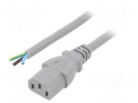 Cable | 3x1mm2 | IEC C13 female,cables | PVC | 1m | grey | 10A | 250V