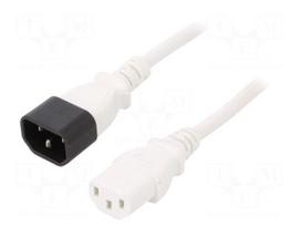 Cable | 3x1mm2 | IEC C13 female,IEC C14 male | PVC | 1.8m | white | 10A