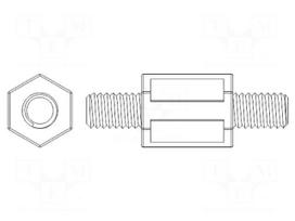 Screwed spacer sleeve | 15mm | Ext.thread: M8 | hexagonal | steel