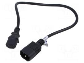 Cable | 3x0.5mm2 | IEC C13 female,IEC C14 male | PVC | 0.5m | black