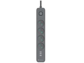 Elektros prekės // Maitinimo prailgintuvų, skirstytuvų ir UK bei USA adapterių rinkinys // Listwa zasilająca antyprzepięciowa TRACER Power Line+ mobile ready 1.5 m (4 gniazda + 3x USB A, 5V 2,4A)