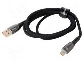 Cable | USB A plug,USB C plug | 1m | black | textile | 100W