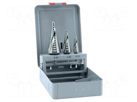 Drill set | for metal | high speed steel | thin tinware | 3pcs.