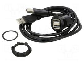 Adapter cable | USB A socket x2,USB A plug x2 | USB 2.0 | Len: 0.6m