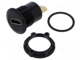 Adapter | HDMI socket,HDMI plug | Body: black | Thread: M22 | 1÷10mm