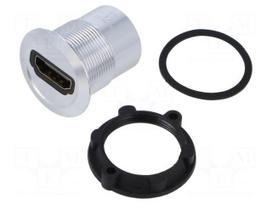 Adapter | HDMI socket,both sides | Body: silver | Thread: M22 | 1÷10mm