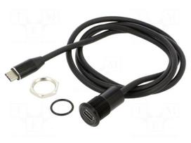 Adapter | USB C socket,USB C plug | USB 3.1 | Thread: M16 | 1÷10mm