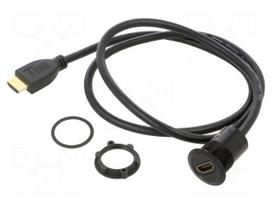 Adapter cable | HDMI socket,HDMI plug | Body: black | Thread: M22