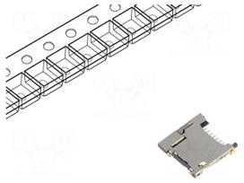 Connector: for cards | microSD | push-push | SMT | gold flash | PIN: 8